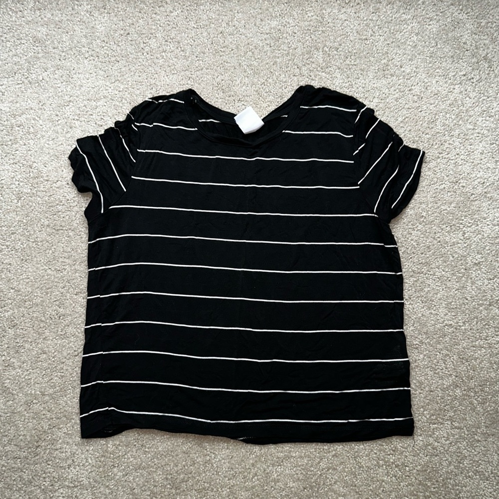 Black and White Striped Short Sleeve Tee